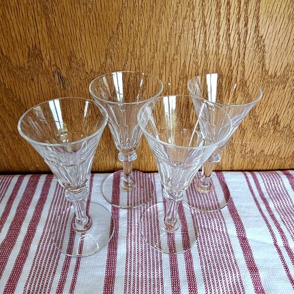 4 Vintage Cut Crystal Cordial Glasses 4.25" elegant faceted home bar 2oz designe - Picture 5 of 8